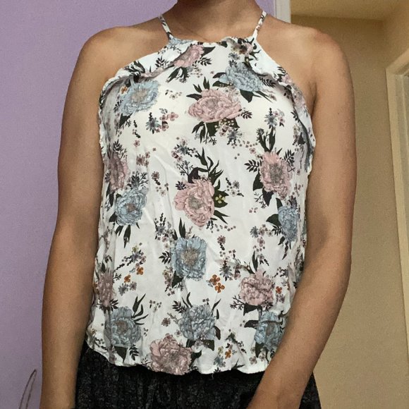 H&M Divided High-Neck Floral Tank Top XS/2 - Picture 1 of 3